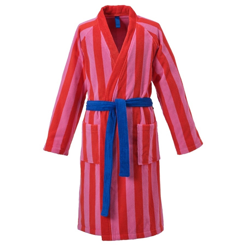 SKOGSSALLAT
Bathrobe, red-pink/stripe, S/M & L/XL